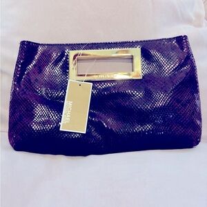 Michael Kors genuine leather purple clutch